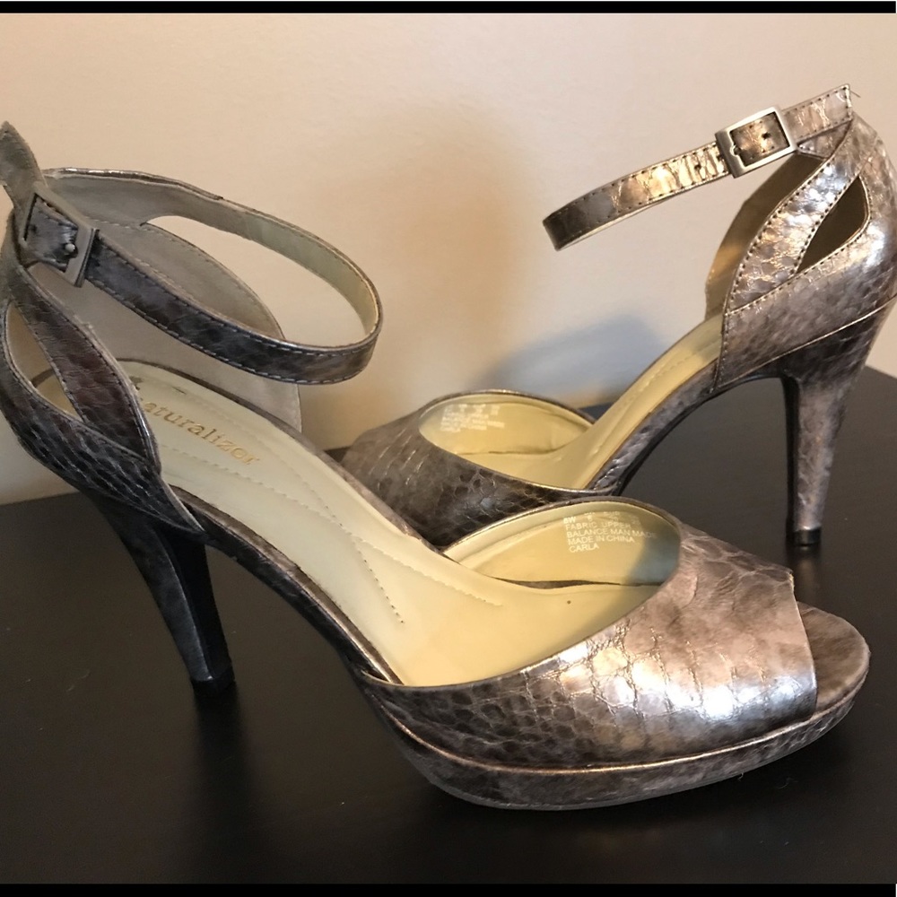 Bronze heel with ankle strap